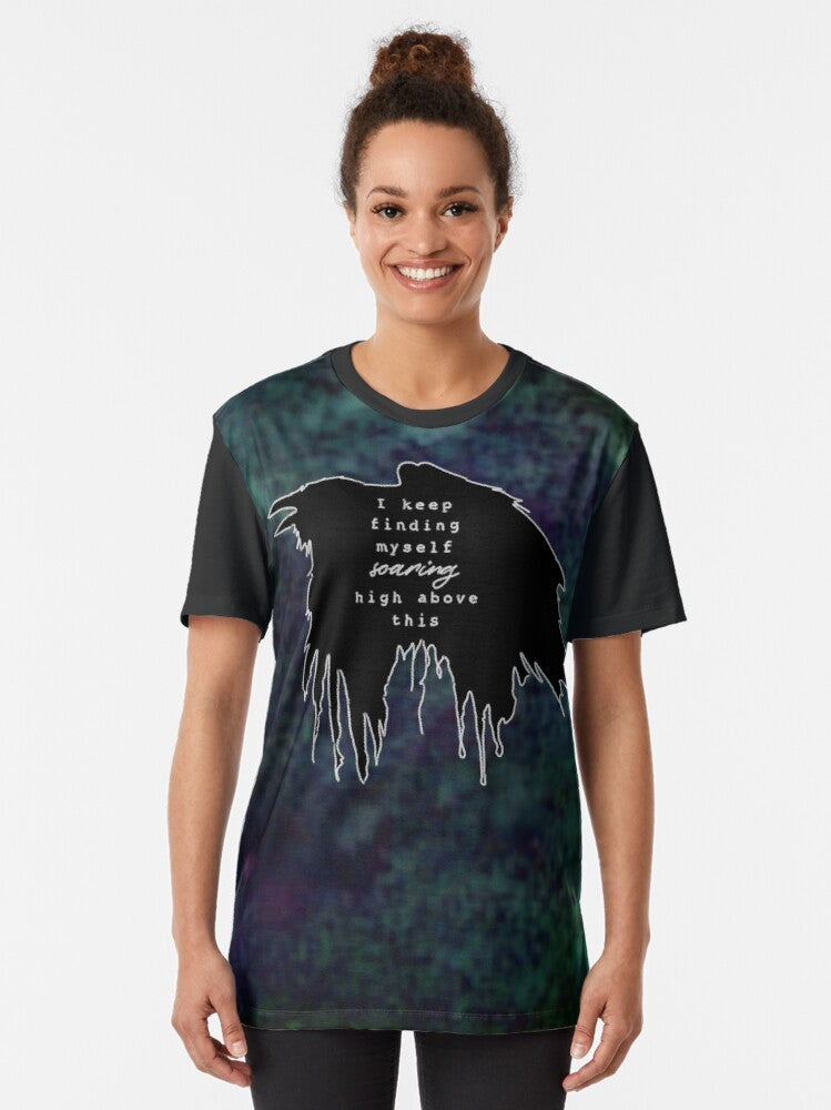 Impossible graphic t-shirt with minimalist grunge style and song lyrics - Women