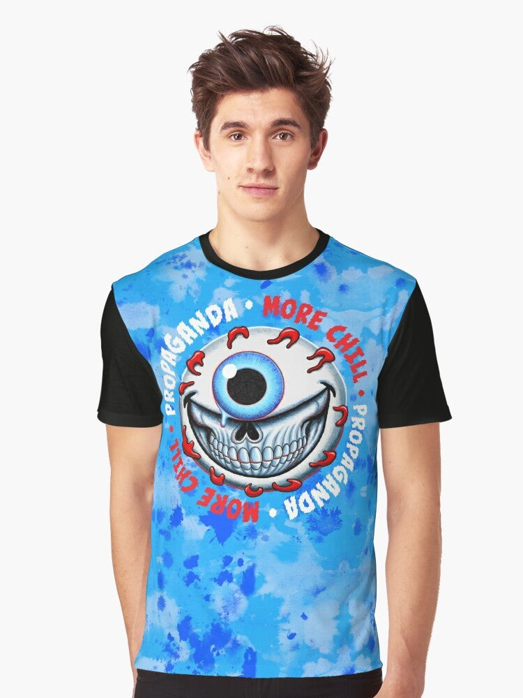 Chill Goranski Graphic T-Shirt featuring a crazy grinning eyeball design, inspired by the More Chill musical - Men