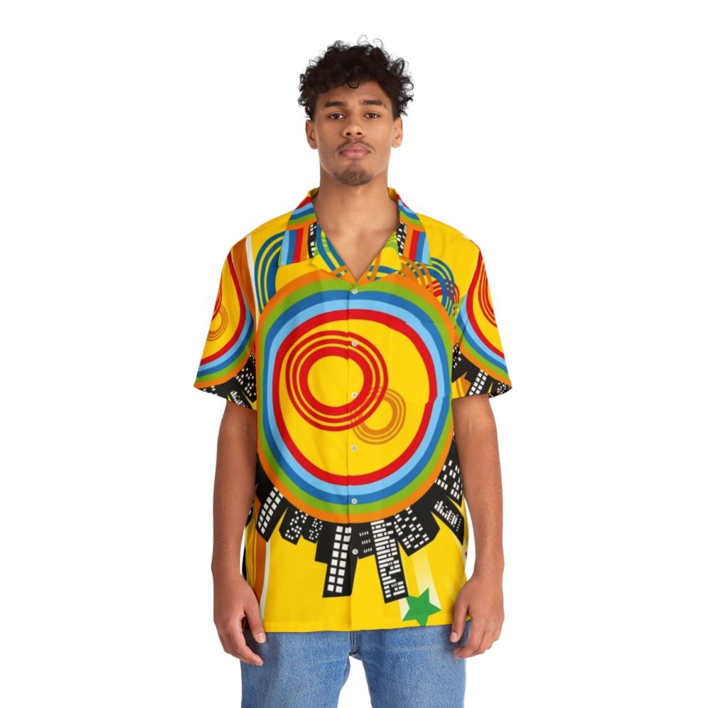 Persona 4 themed Hawaiian shirt with video game and anime inspired design - People Front