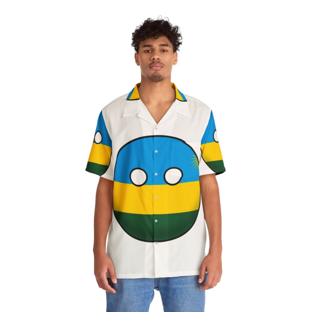 Rwanda Countryball Hawaiian Shirt featuring the flag of Rwanda - People Front