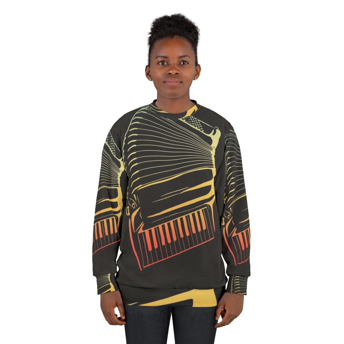 Air accordion musician playing sweatshirt - women