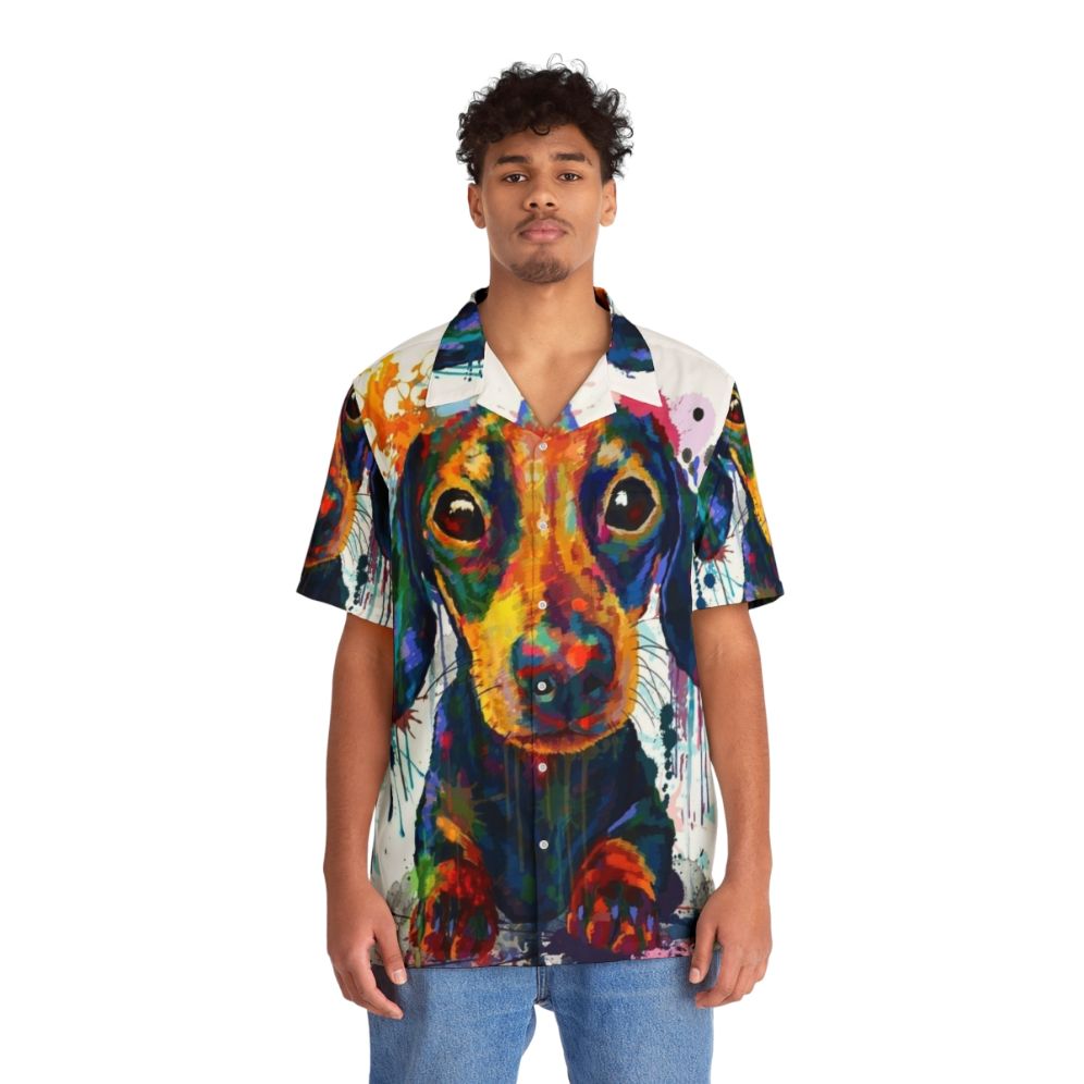 Dachshund Dog Art Hawaiian Shirt - People Front