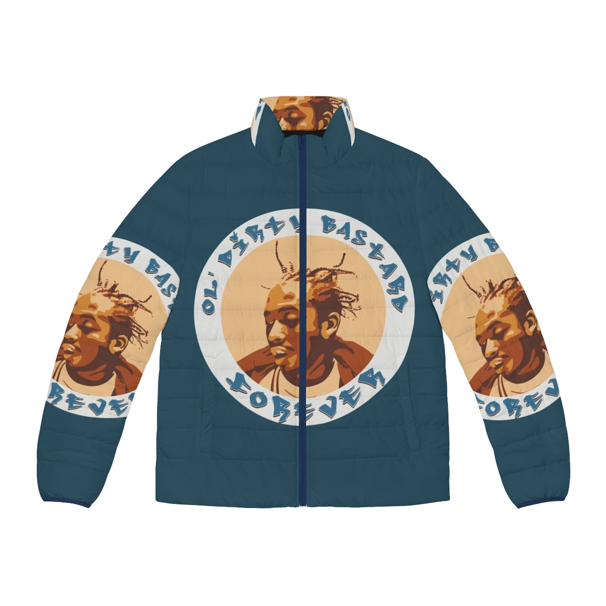 Ol Dirty Bastard Forever Tribute Puffer Jacket with focus on 90s East Coast hip hop