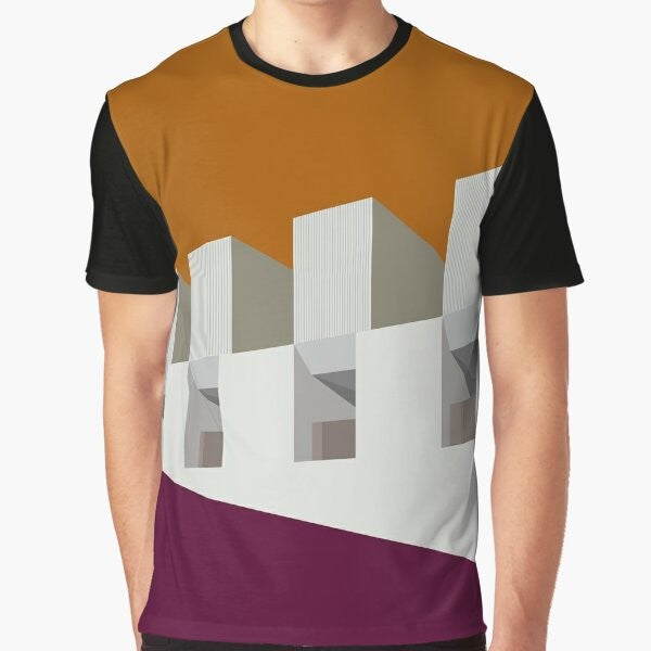 Modernist architecture abstract graphic design t-shirt