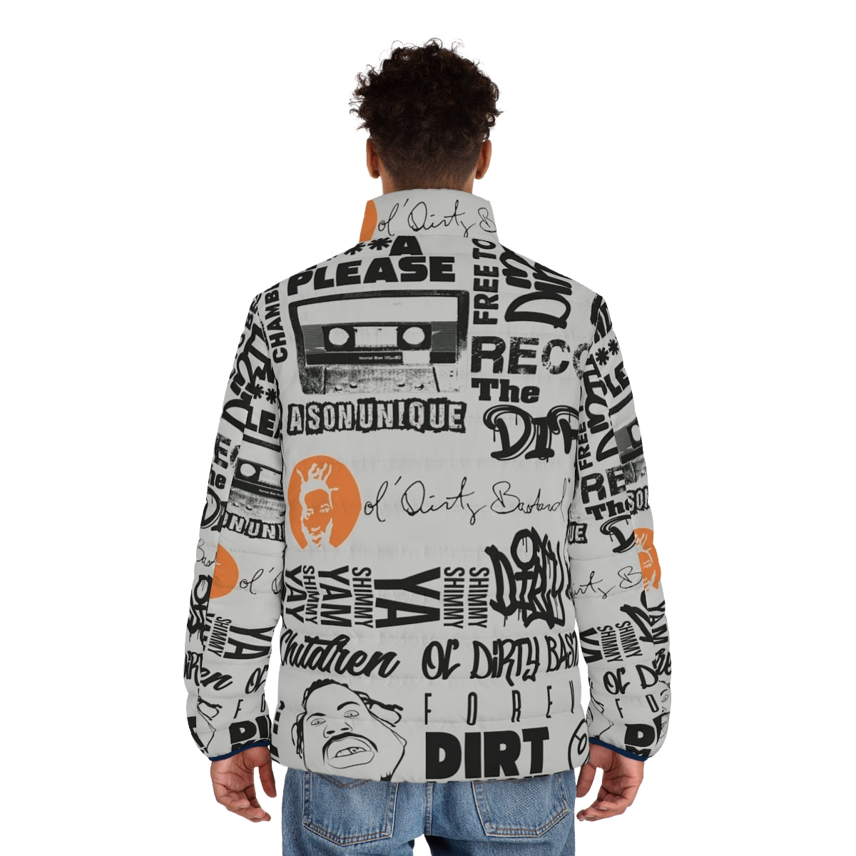 ODB Word Cloud Quotes Puffer Jacket - Officially Licensed Urban Streetwear - men back