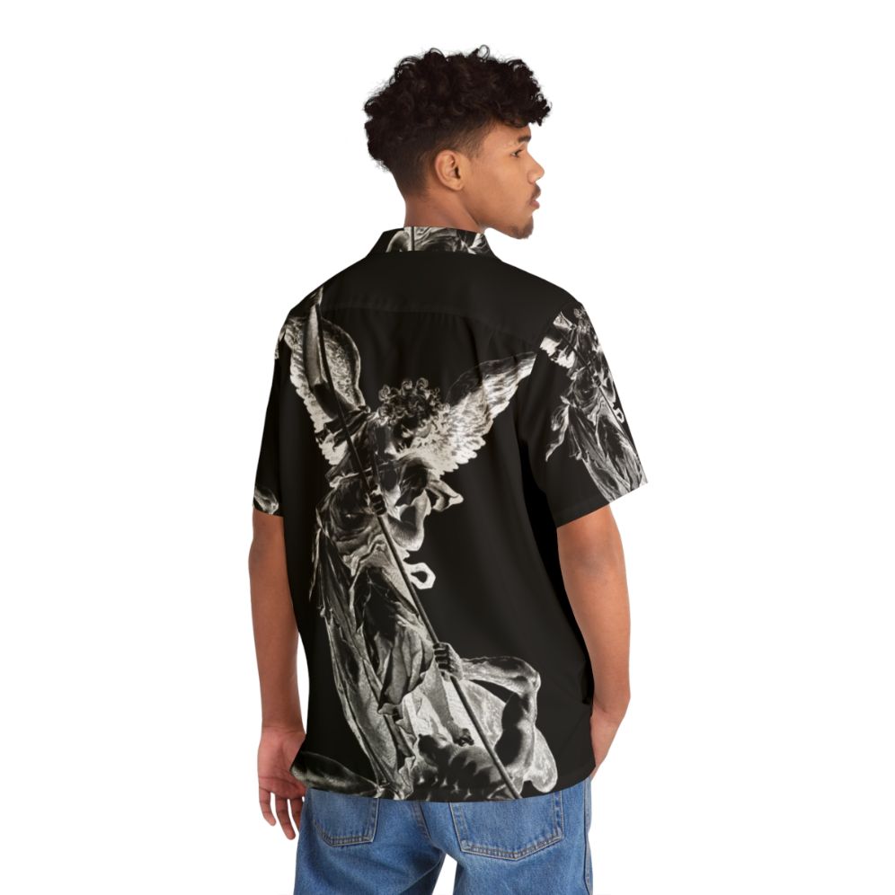 Archangel Michael Defeating The Devil Hawaiian Shirt - Flat lay