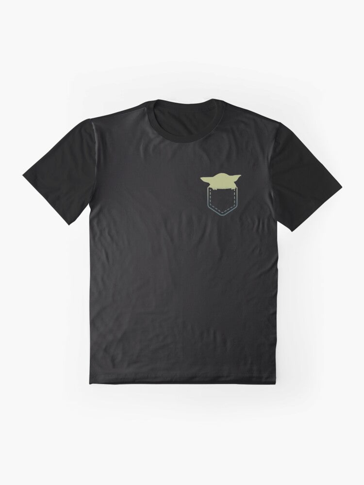 Cute graphic t-shirt featuring Baby Yoda from the Star Wars universe - Flat lay