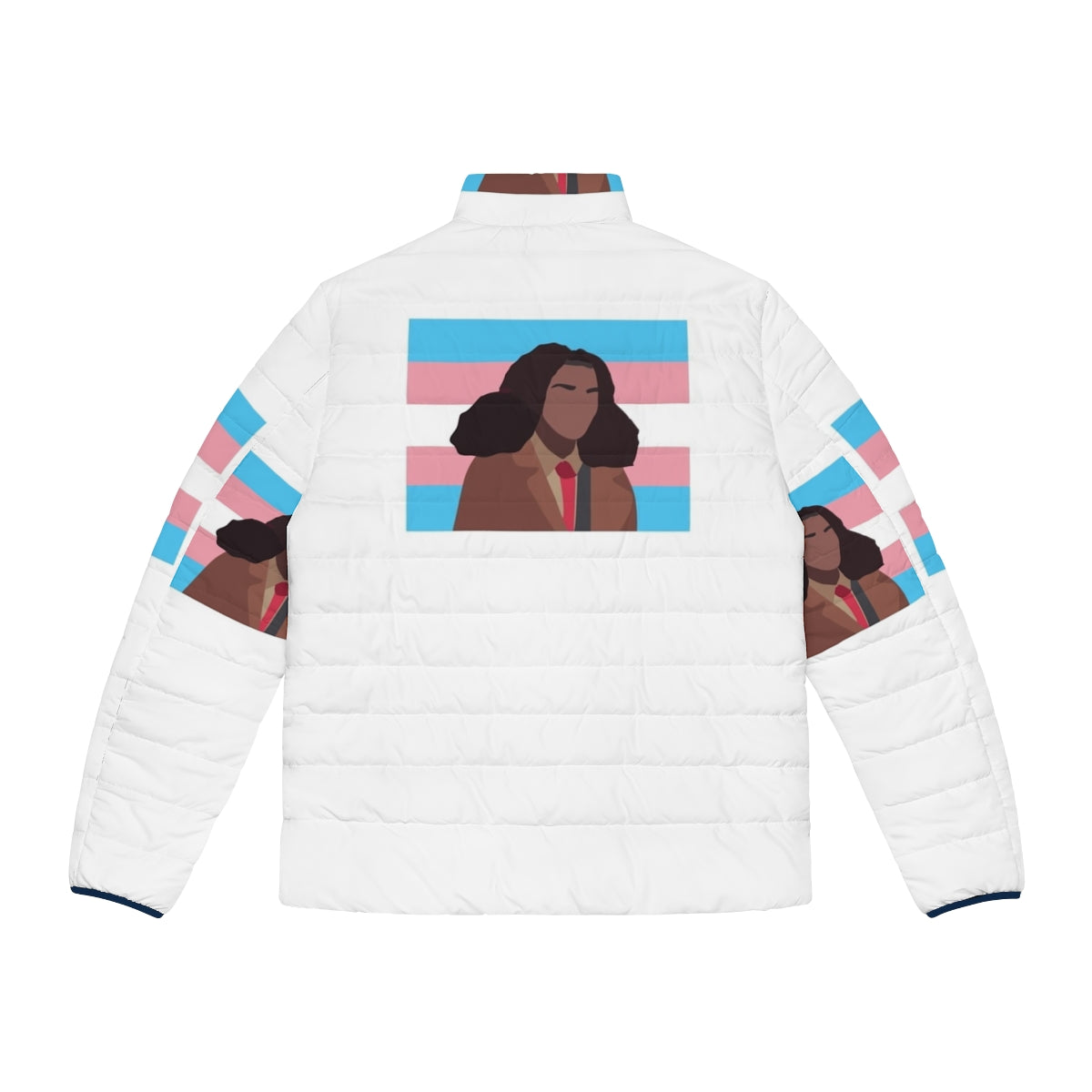 Elle Argent Trans Flag Puffer Jacket, Heartstopper Inspired LGBTQ+ Fashion - Back