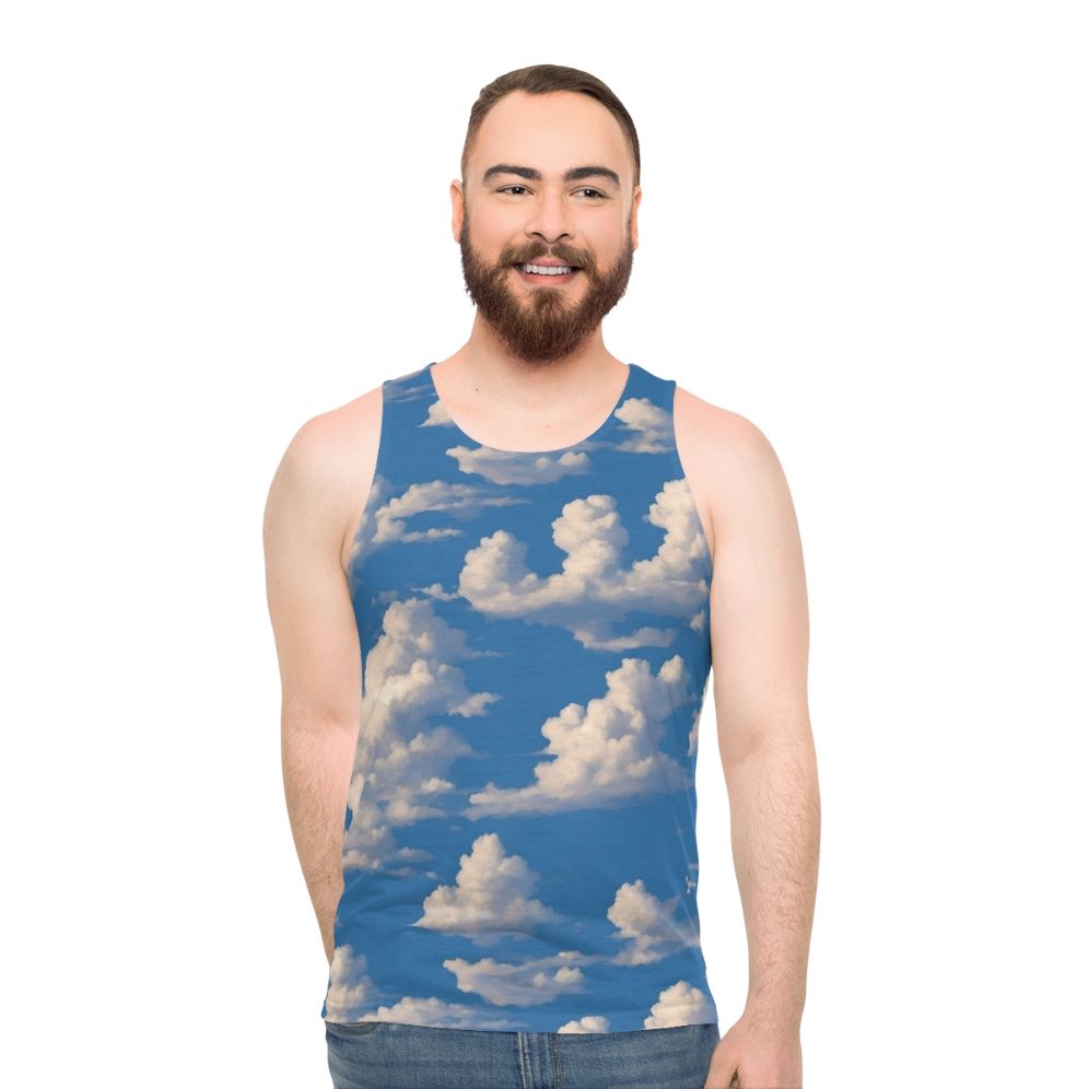 Unisex tank top with a cloud and sky print - men