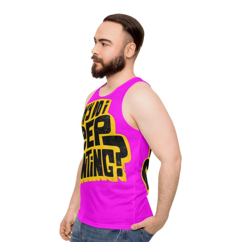 Inspiring unisex tank top with motivational typography - men side