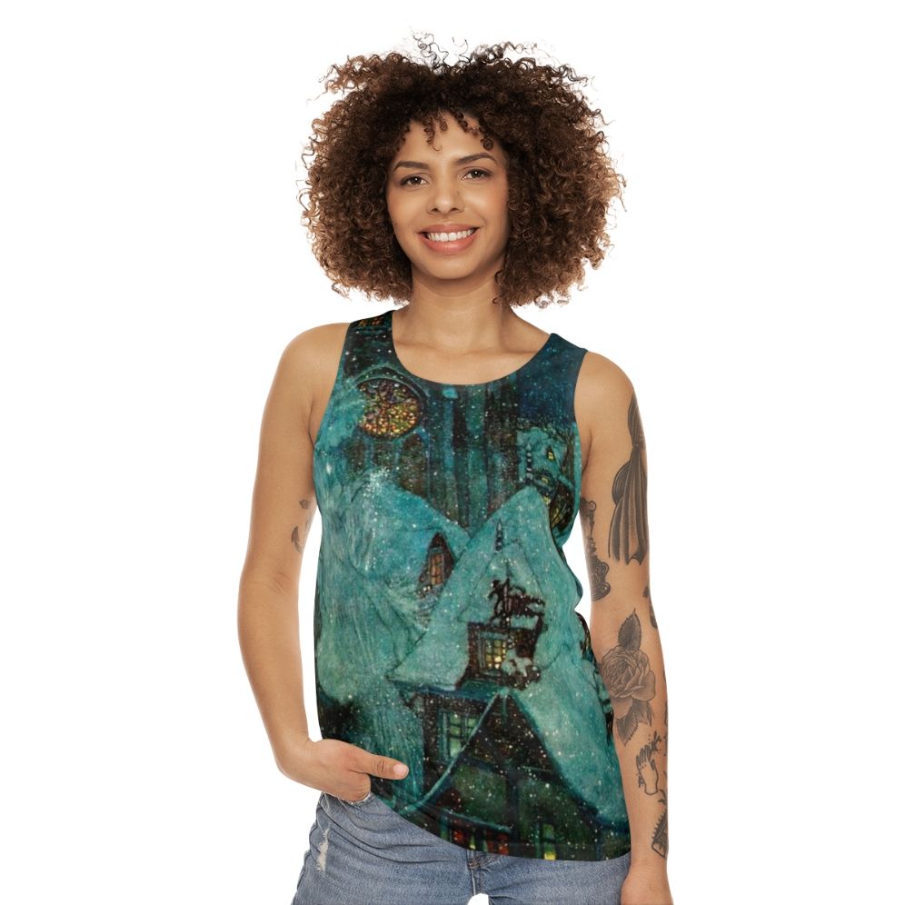 Elegant Winter Night Tank Top featuring Snow Queen Artwork by Edmund Dulac - women