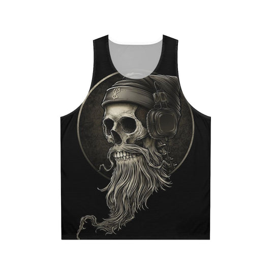 Vintage Viking Skull Beard Headphone Unisex Tank Top