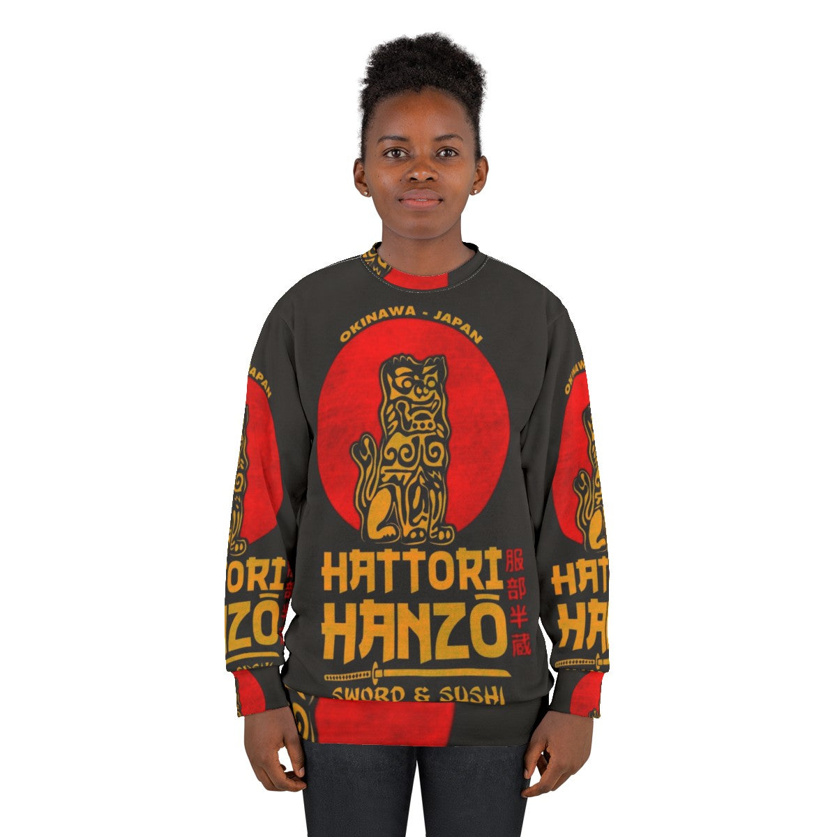 Hattori Hanzo inspired sweatshirt featuring Japanese samurai design - women