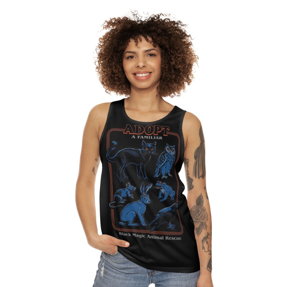 Occult unisex tank top with animal spirit design - women