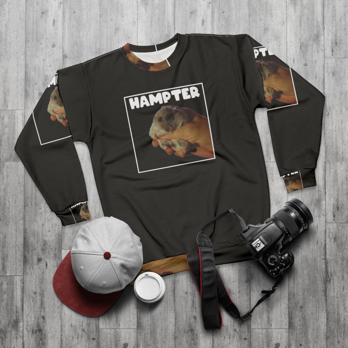 Hampter Meme Hamster Sweatshirt - flat lay