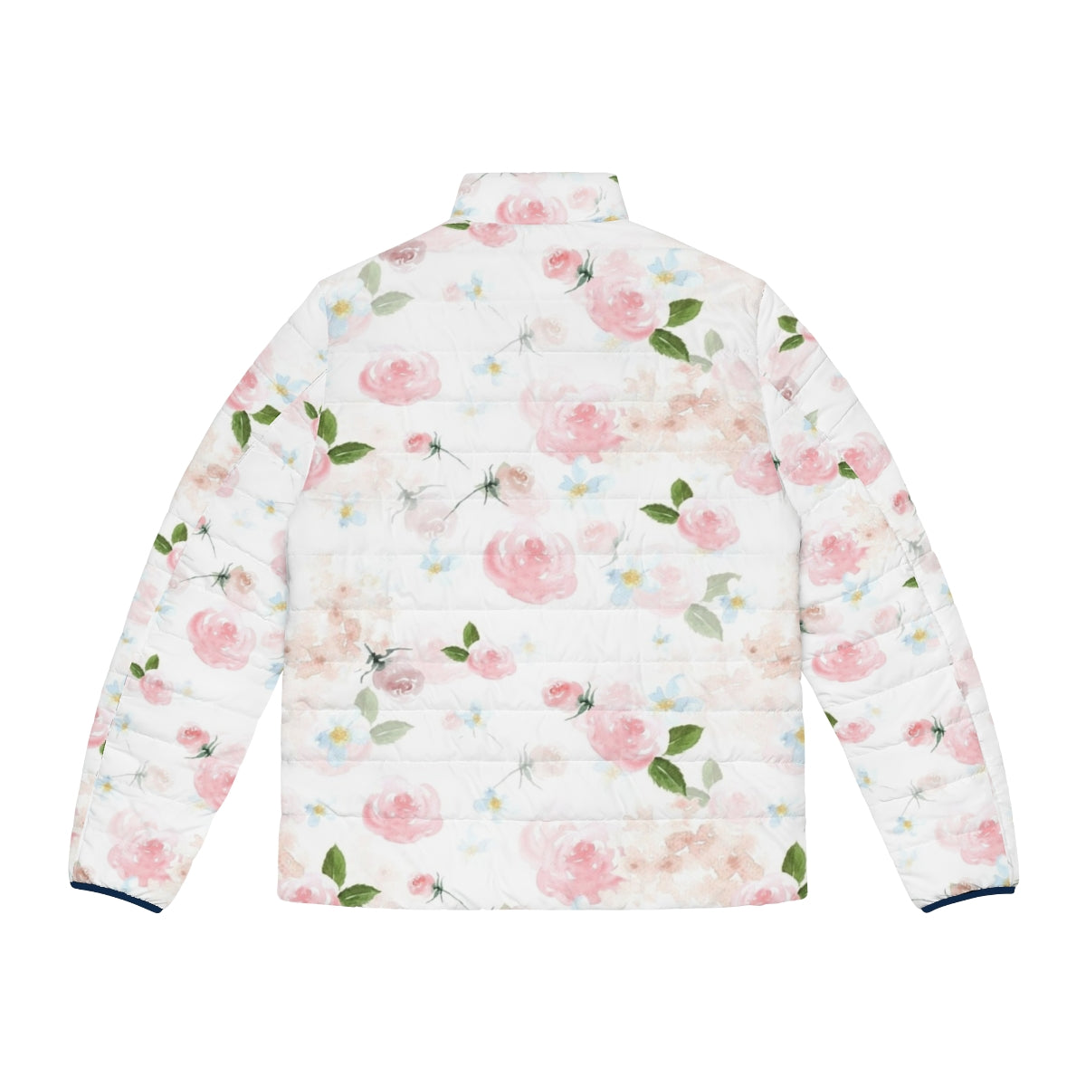 Watercolor floral botanical garden puffer jacket - Back