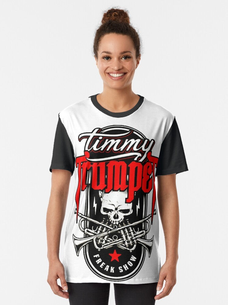 Timmy Trumpet grunge skull graphic design t-shirt - Women