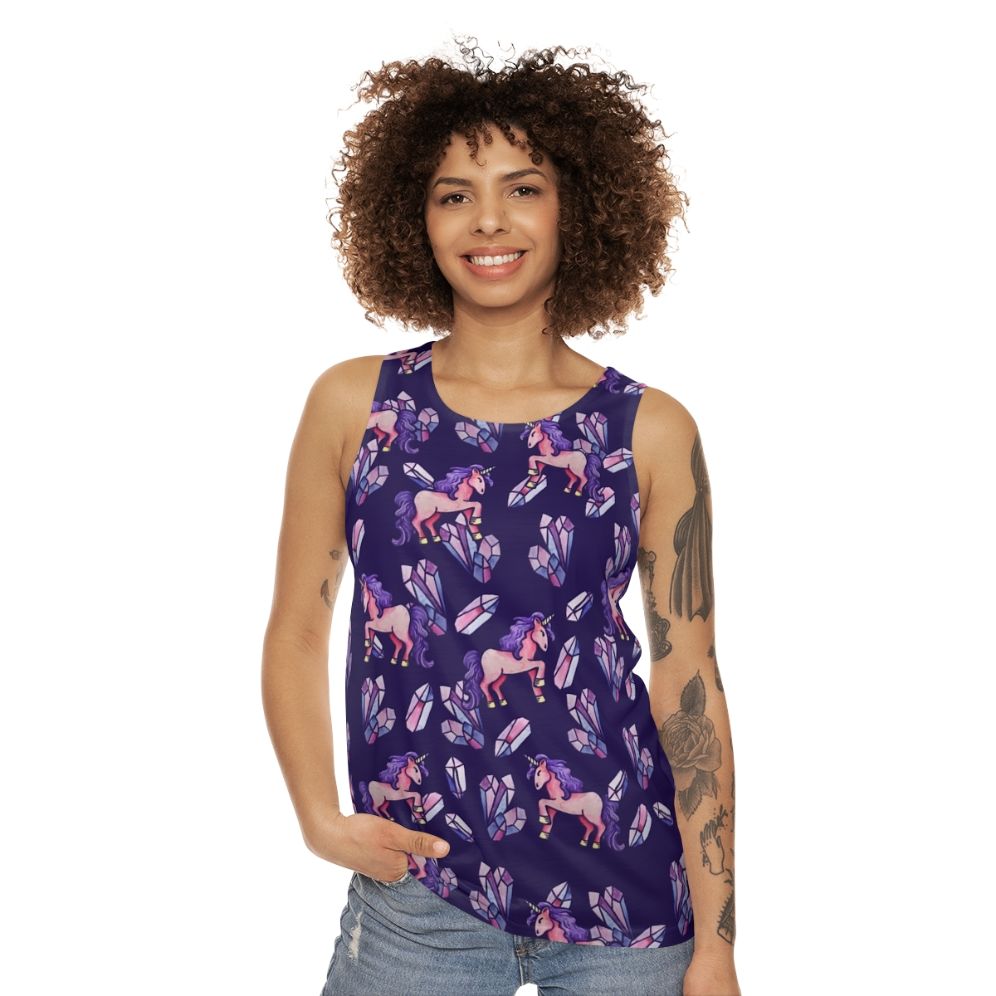 Magical unicorn crystal unisex tank top - women