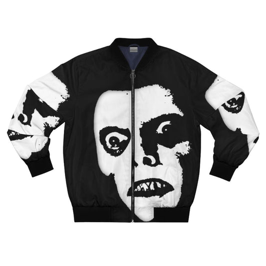 Pazuzu horror movie-inspired bomber jacket with a creepy, demonic face design