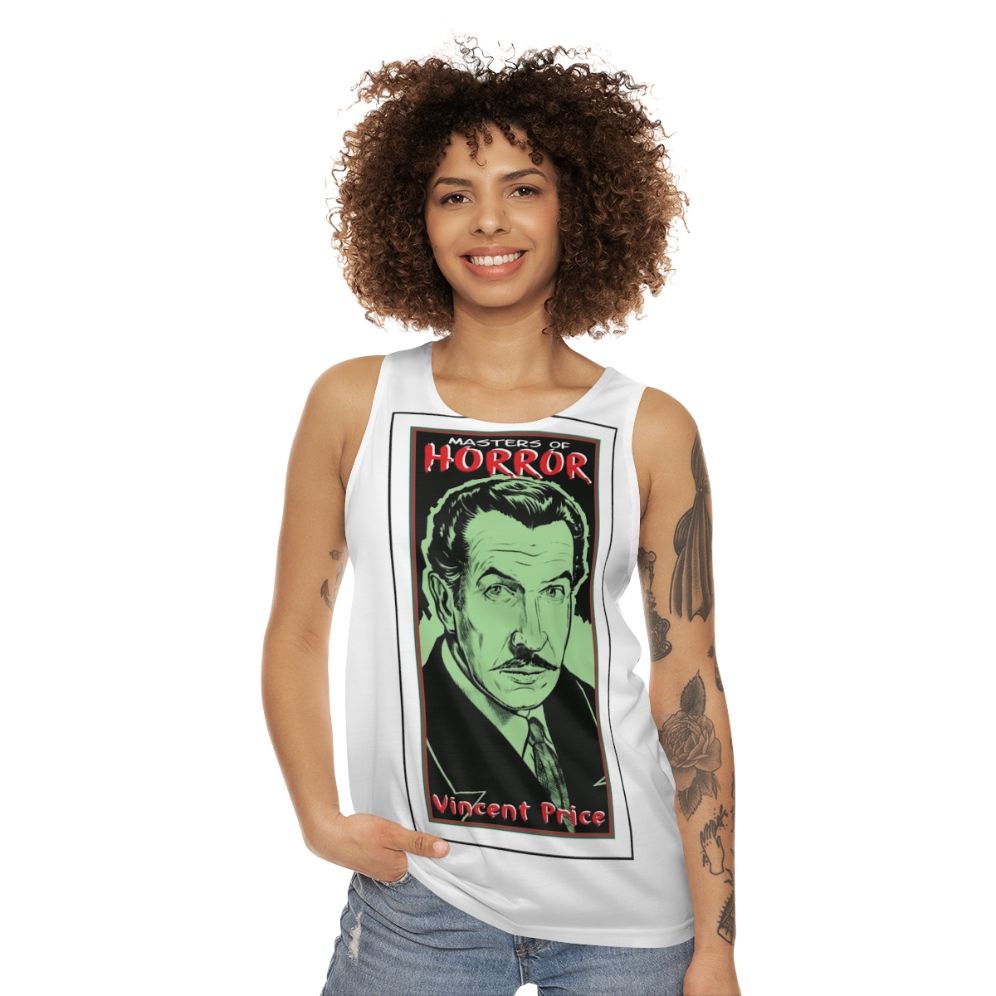 Unisex tank top featuring Vincent Price, the master of horror - women