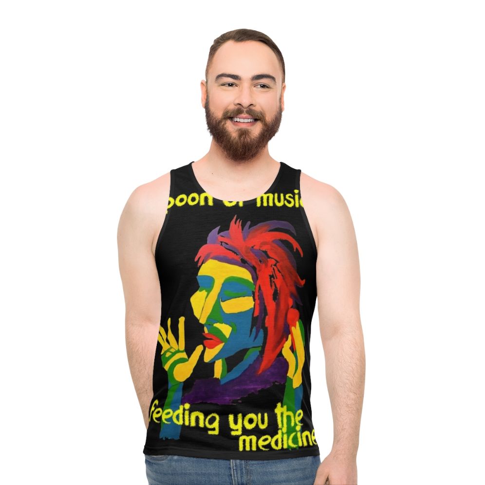 Unisex tank top featuring a "Spoon of Music" design for music lovers - men