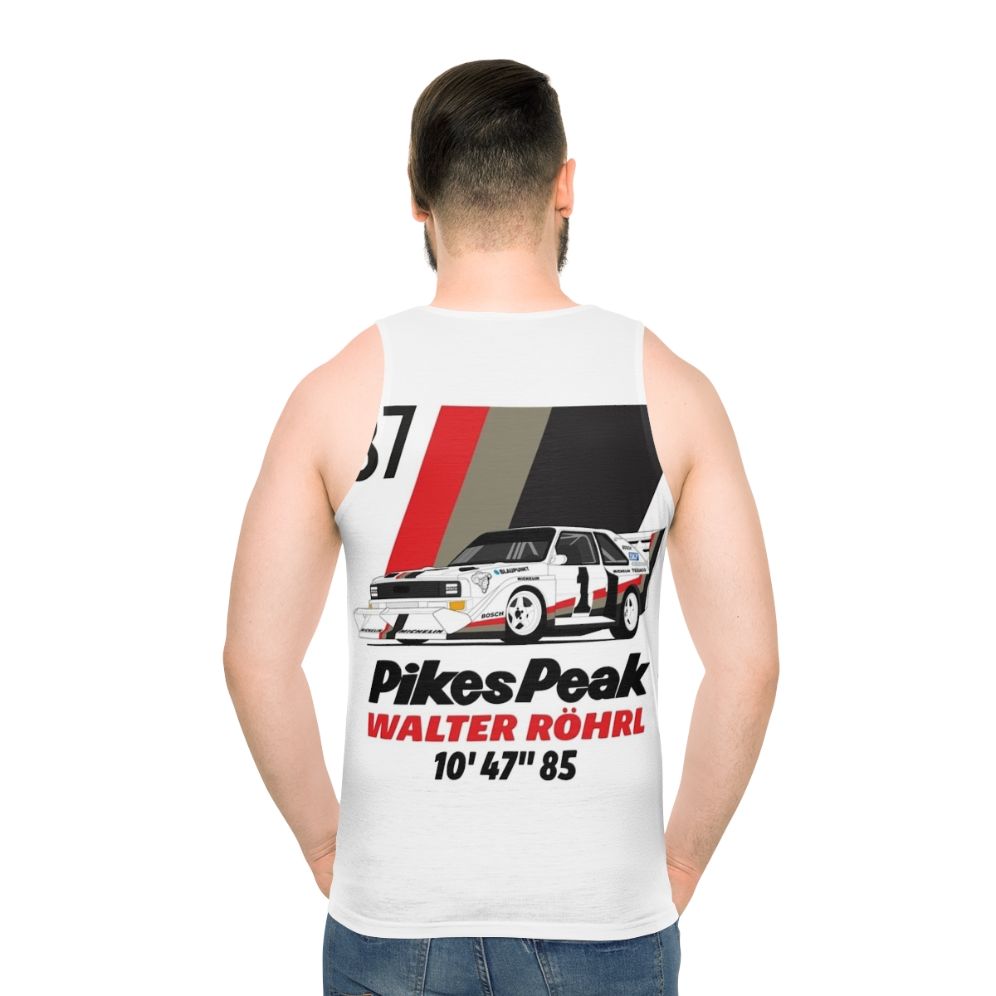 Walter Rohrl Pikes Peak Vintage Rally Car Unisex Tank Top - men back