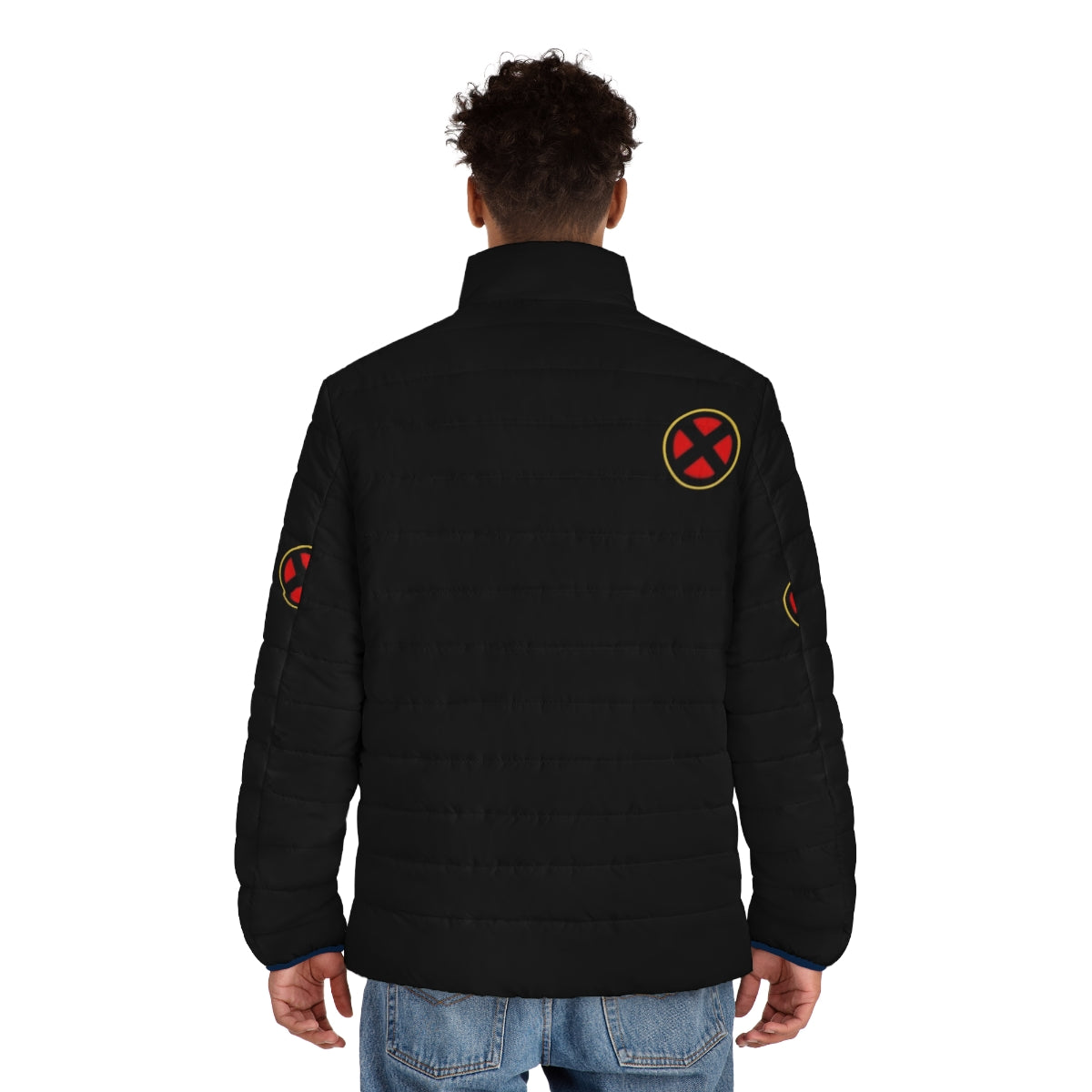 Mutant Puffer Jacket showcasing X-Men inspired design - men back