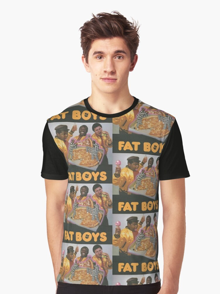 Fat Boys Graphic T-Shirt - Retro Hip Hop Tee with Rap, DJ, and Food Themed Artwork - Men