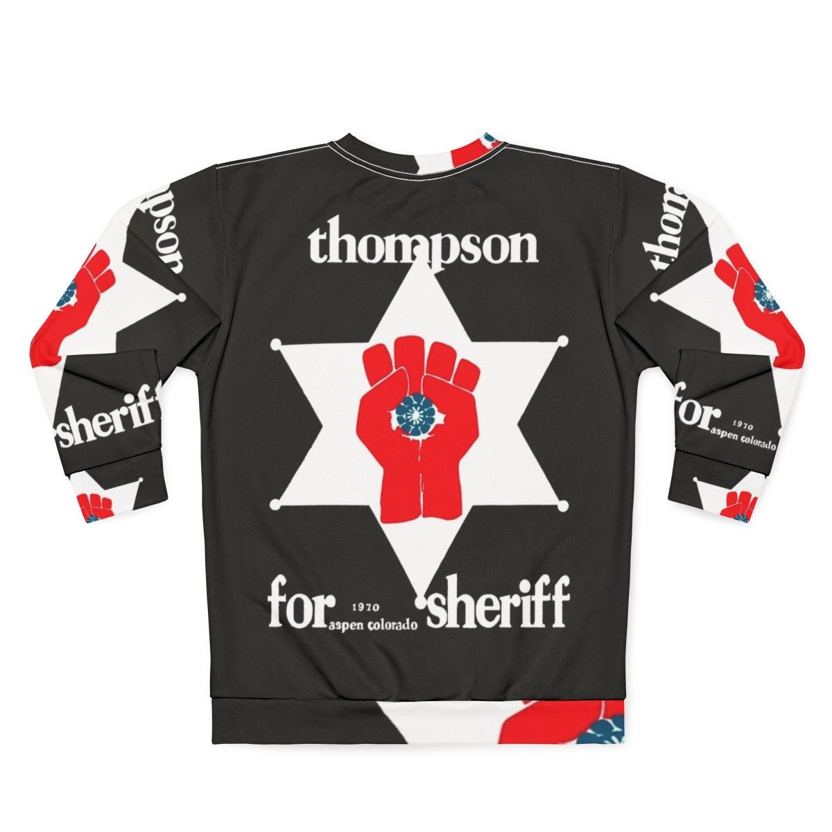 Hunter S. Thompson inspired sheriff sweatshirt with gonzo and psychedelic design - Back