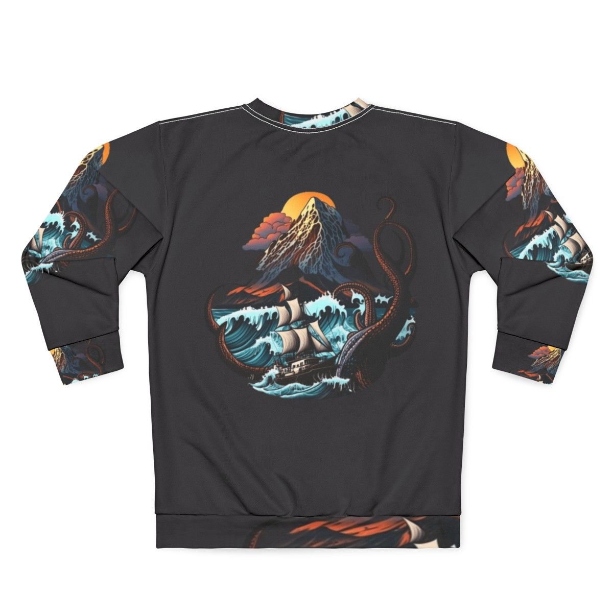 Mythical sea creatures sweatshirt with whimsical fantasy design - Back