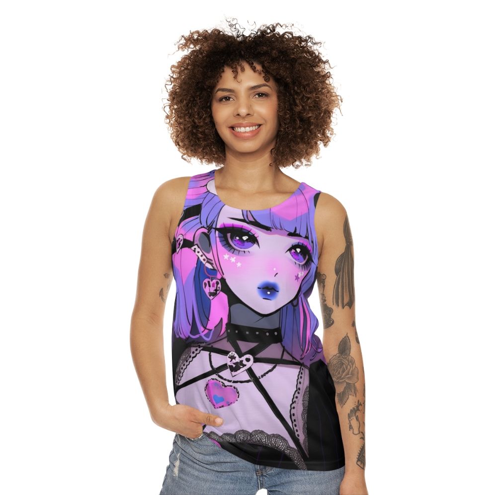 Kawaii anime inspired unisex goth tank top - women