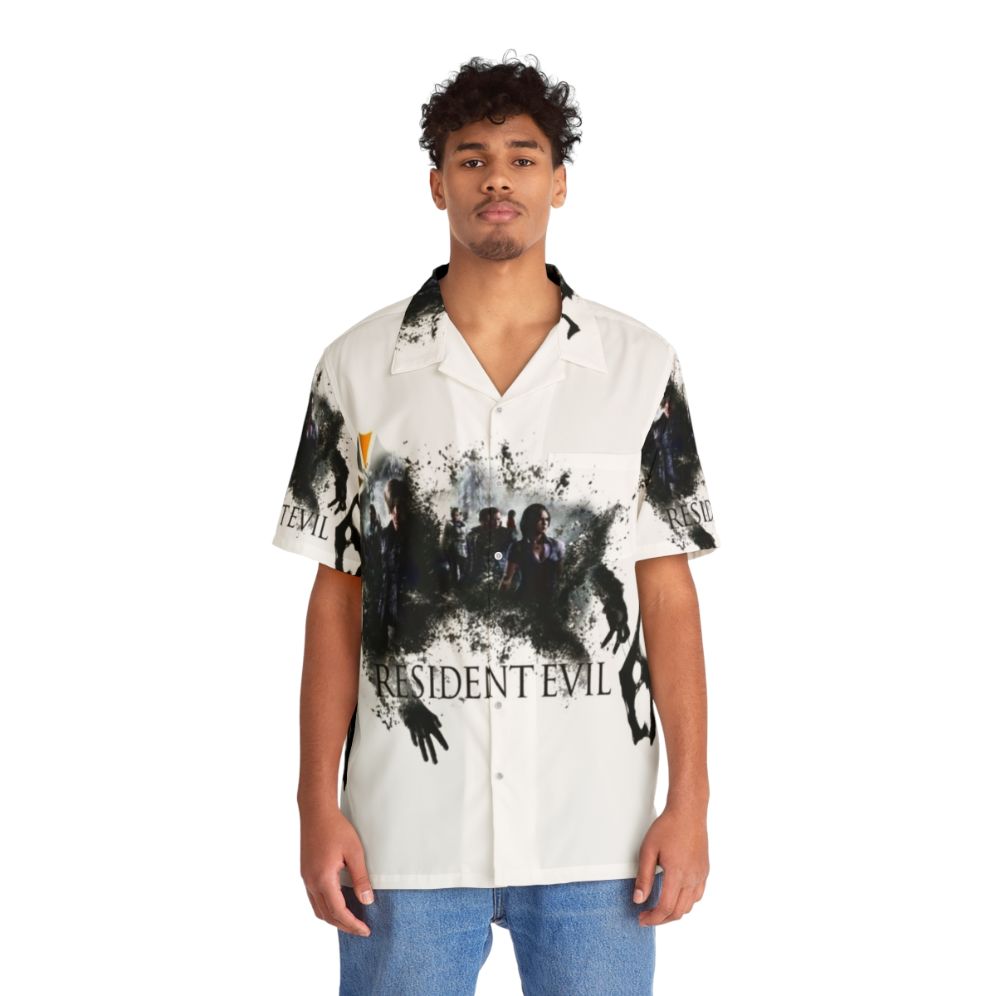 Resident Evil 6 Biohazard Hawaiian Shirt with gaming and zombie graphics - People Front