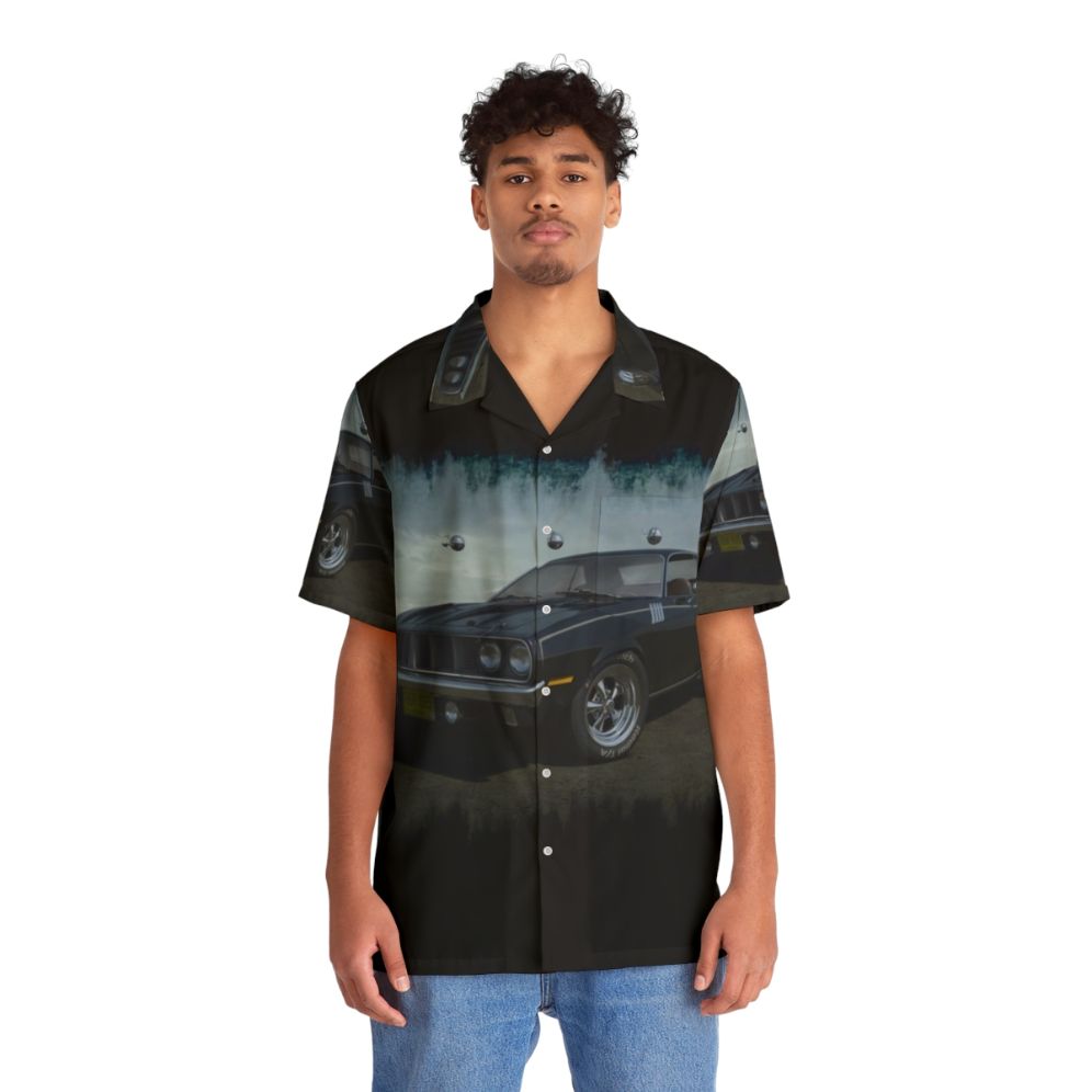 Phantasm Cuda Hawaiian Shirt featuring the iconic Barracuda car from the horror movie Phantasm - People Front