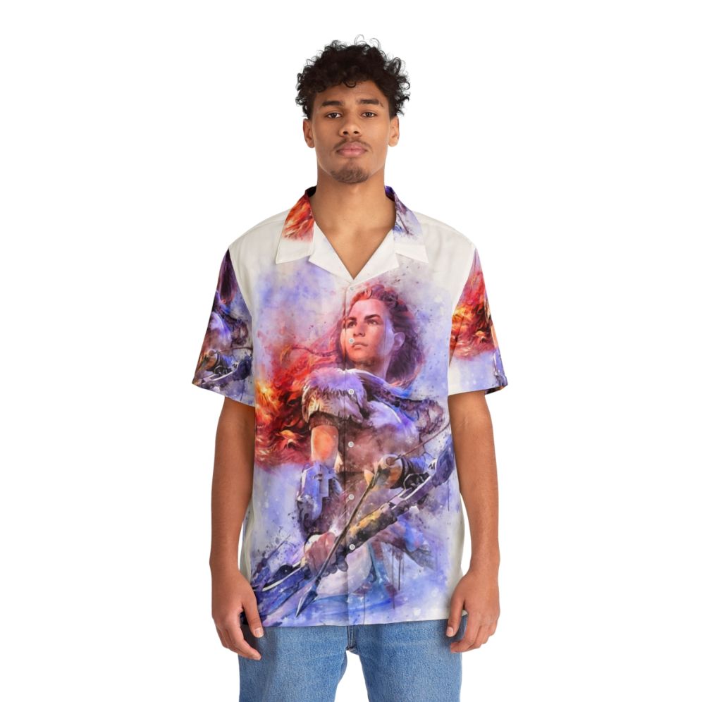 Aloy Watercolor Hawaiian Shirt - Horizon Zero Dawn Inspired Gaming Apparel - Lifestyle