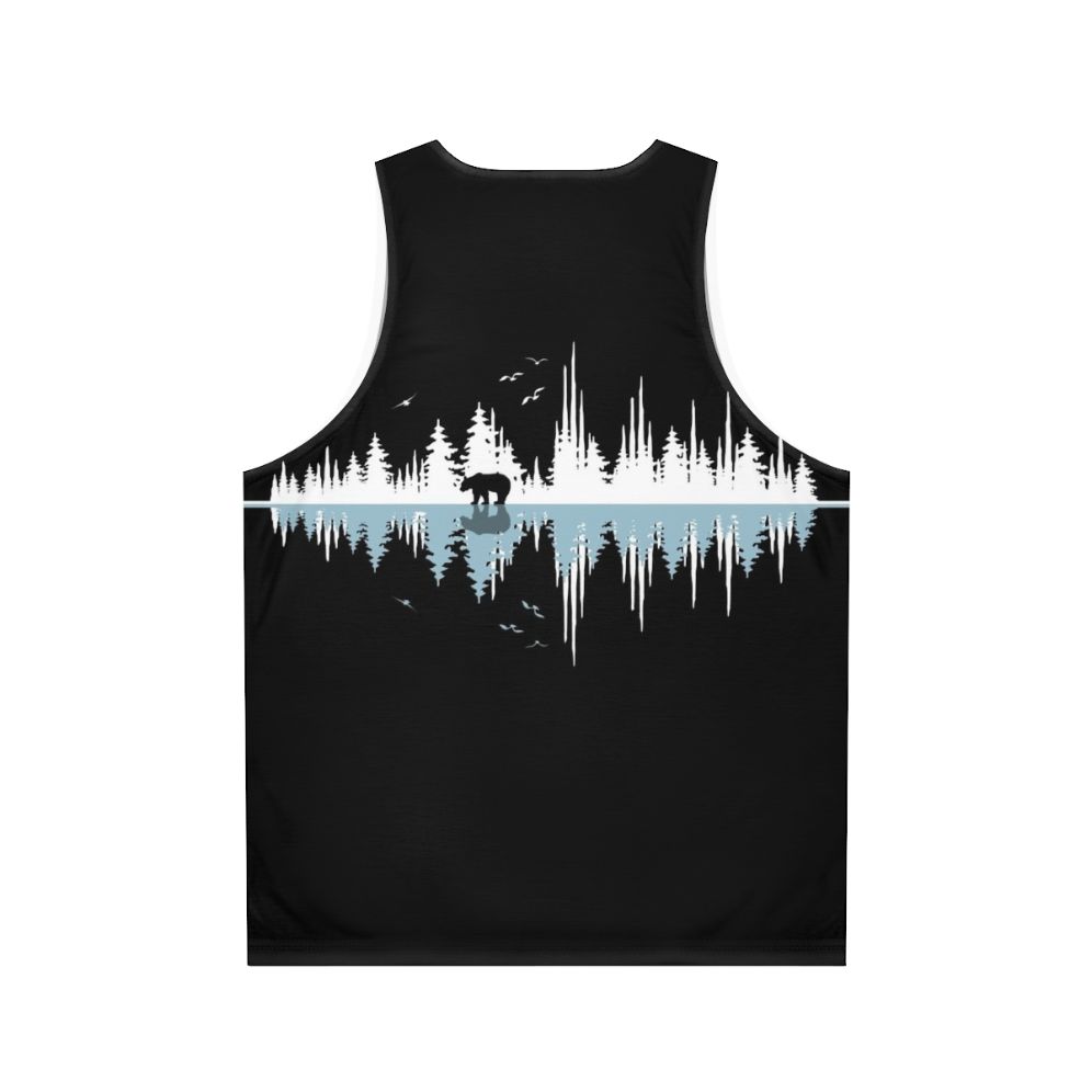 Minimalist nature music sound wave design on a unisex tank top - Back