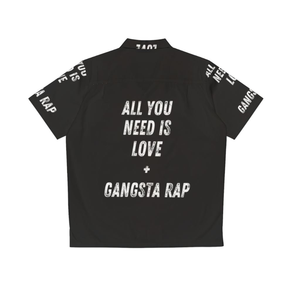 Hawaiian shirt with gangsta rap and Beatles "All You Need Is Love" lyrics - Back