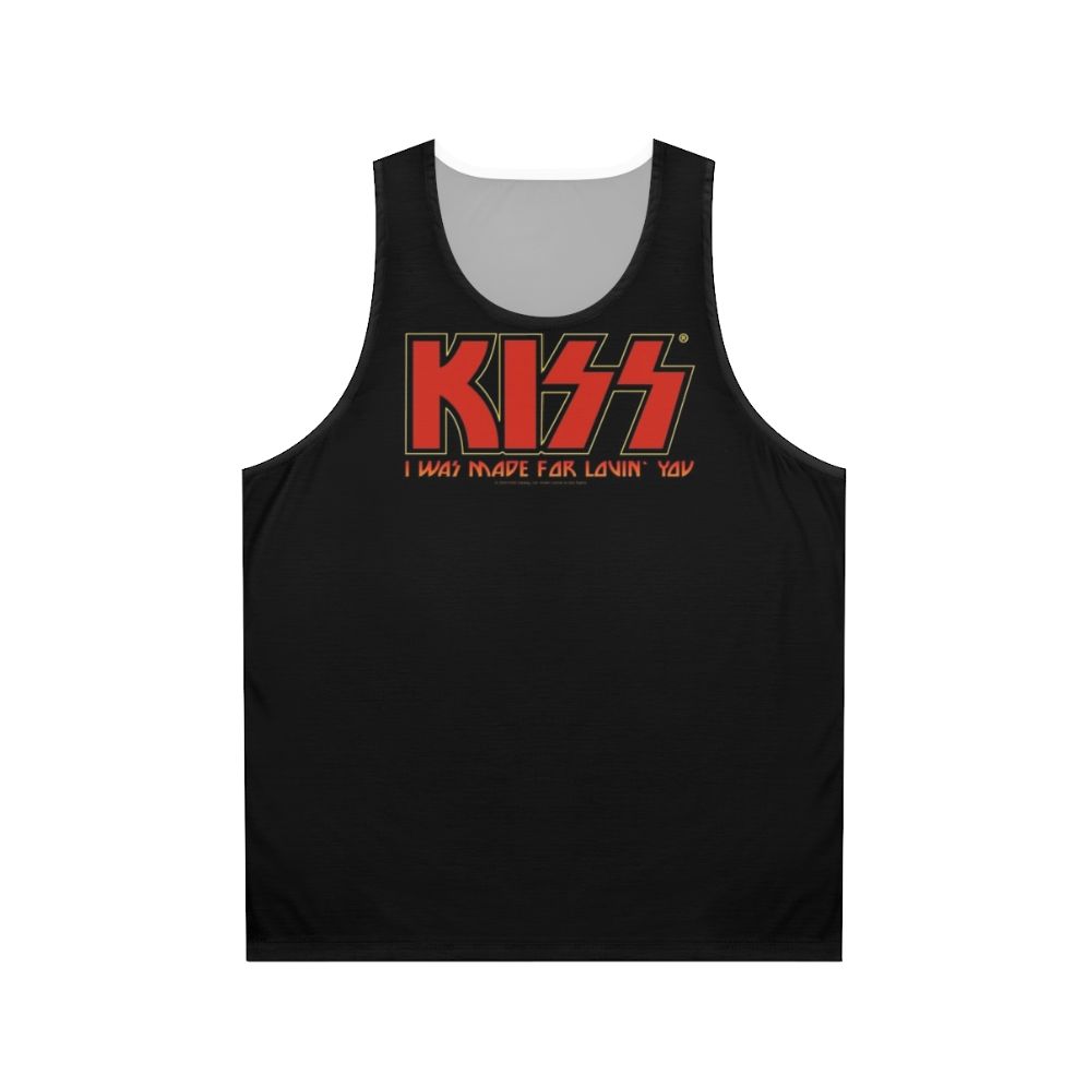 Kiss band unisex tank top with 'I Was Made For Lovin' You' design