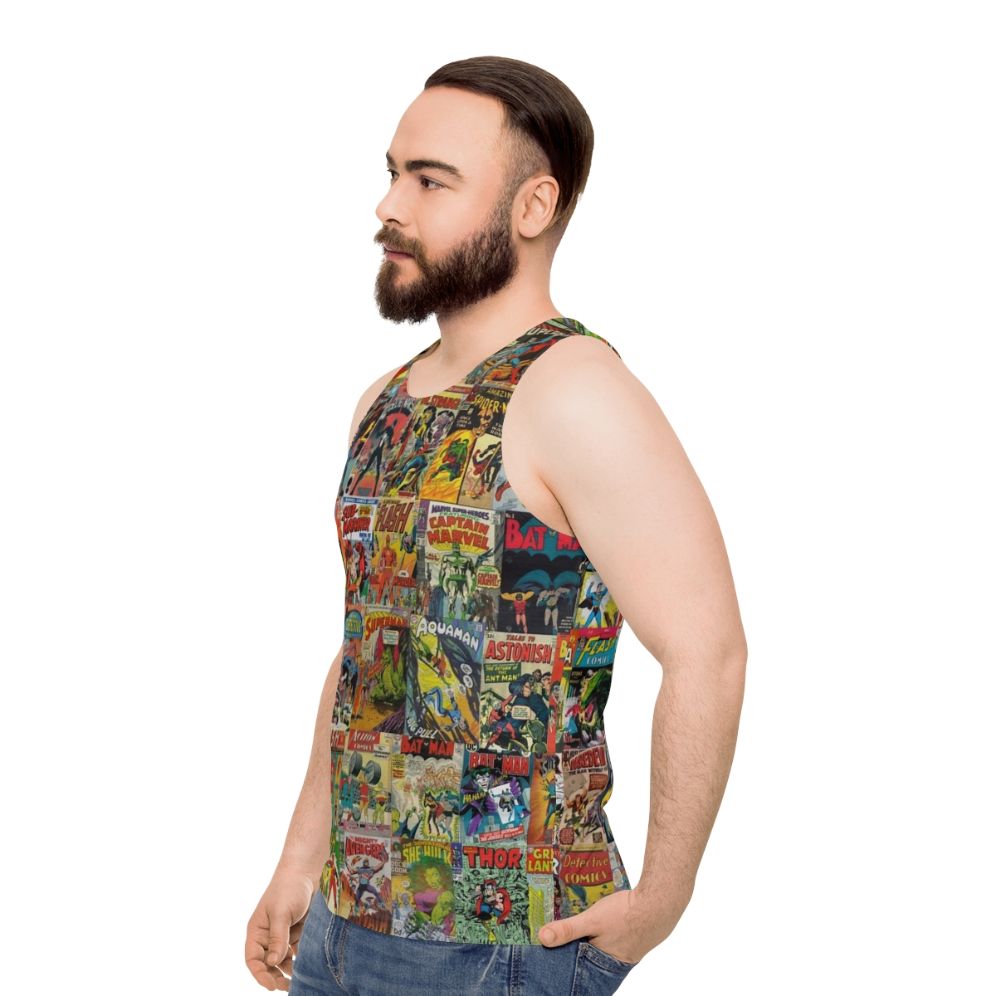 Vintage comic book pattern unisex tank top - men side