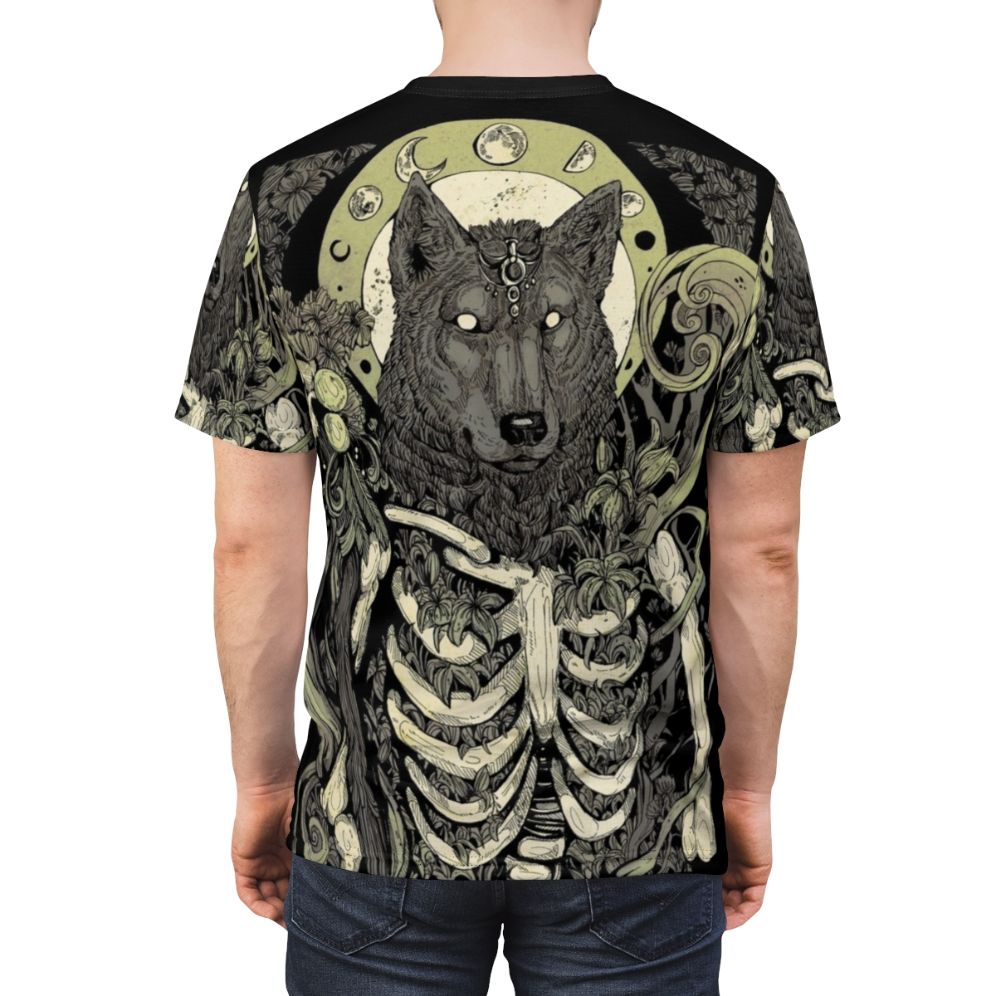 Lycanthropy werewolf wolf skull graphic t-shirt design - men back