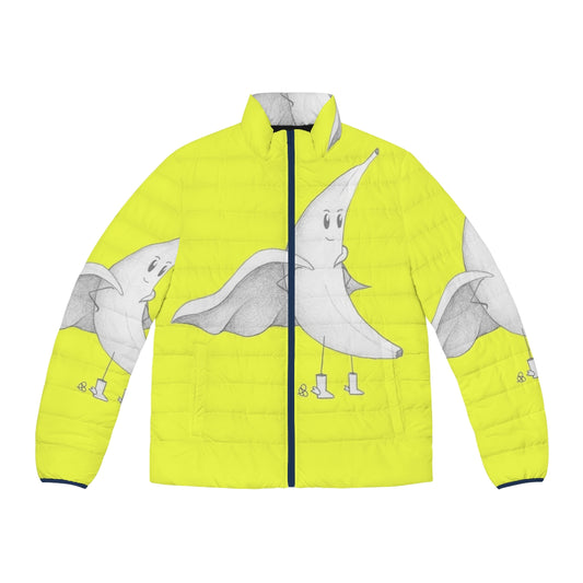 Retro 80s puffer jacket with "Banana In My Tailpipe" quote from Beverly Hills Cop