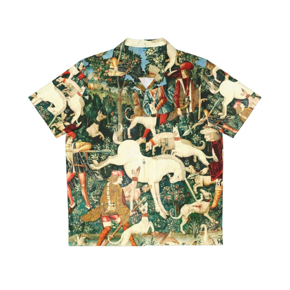 Medieval Unicorn Floral Tapestry Hawaiian Shirt