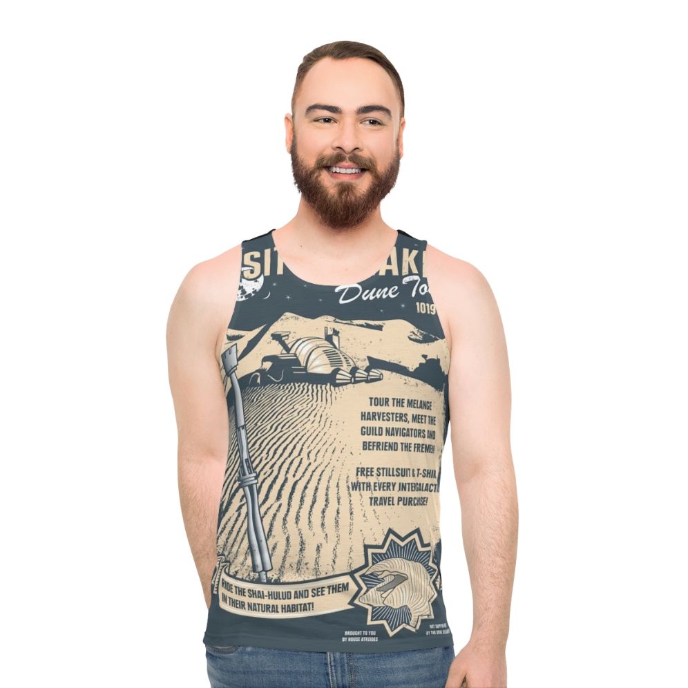 Dune-inspired "Visit Arrakis" unisex sci-fi tank top - men