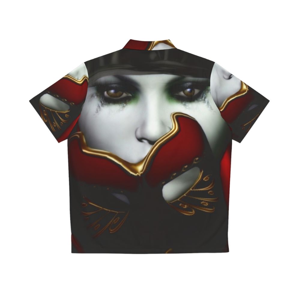 Masquerade Hawaiian shirt with sad woman portrait - Back