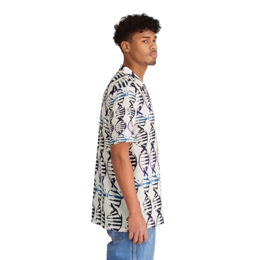 DNA inspired Hawaiian shirt with piano keys and double helix pattern - People Pight