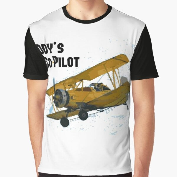 Bi-plane graphic t-shirt with "Daddy's Co-Pilot" text