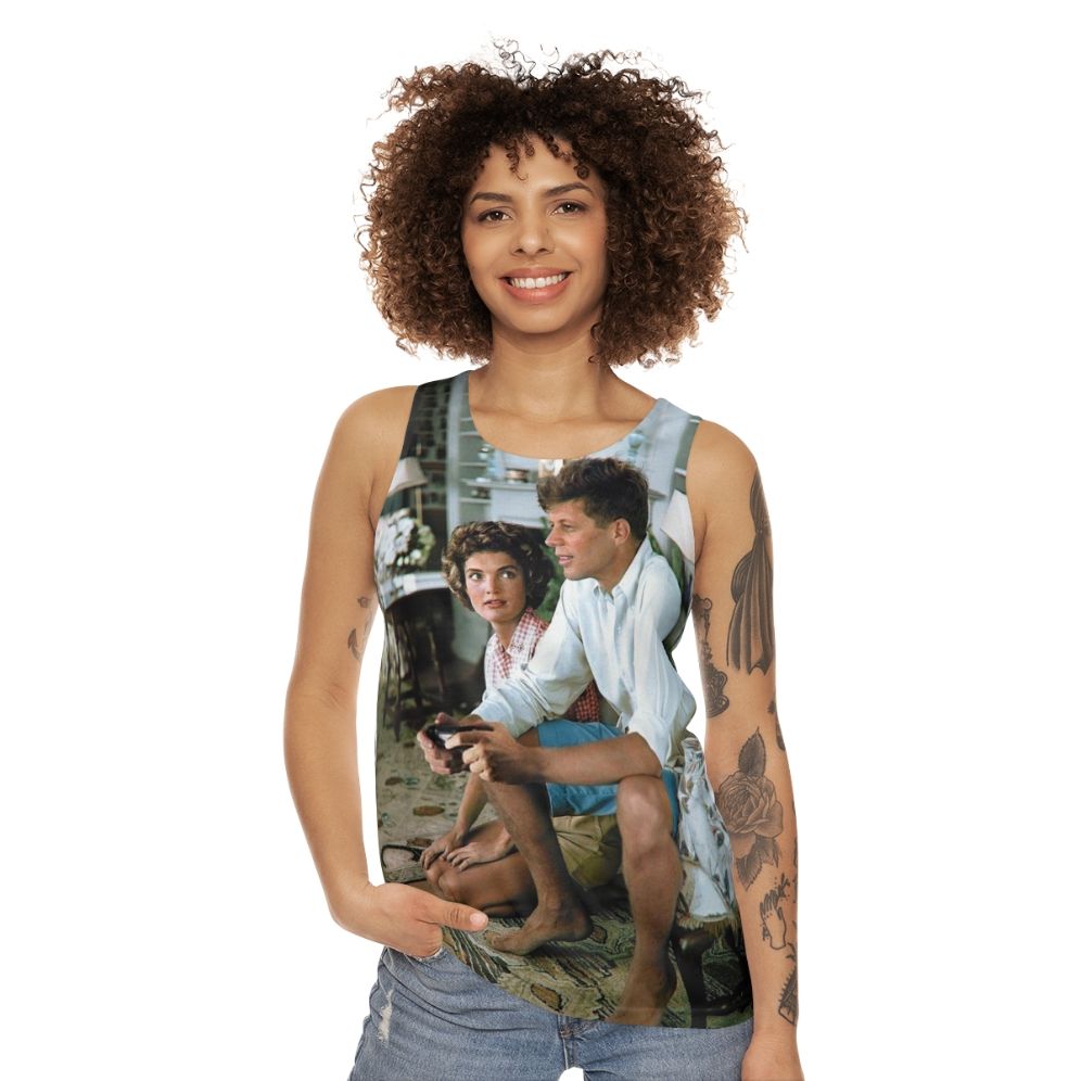 Retro gaming presidential meme unisex tank top - women