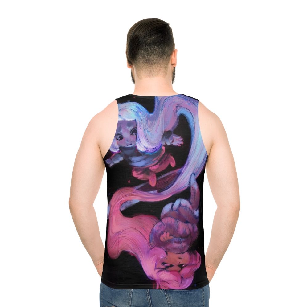 Celeste Unisex Tank Top with Space and Stars Design - men back