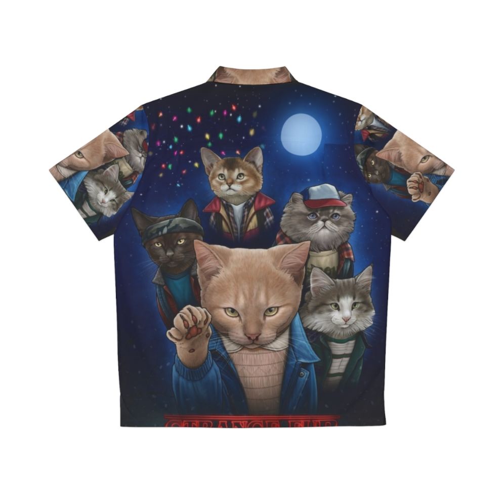 Stranger Things Hawaiian Shirt with Upside Down Cats and Kittens - Back