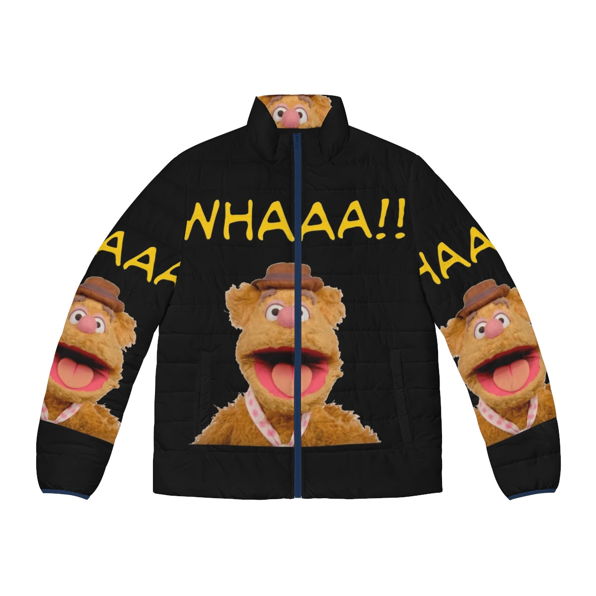 Fozzie Bear Muppets Puffer Jacket featuring a plush, fuzzy design