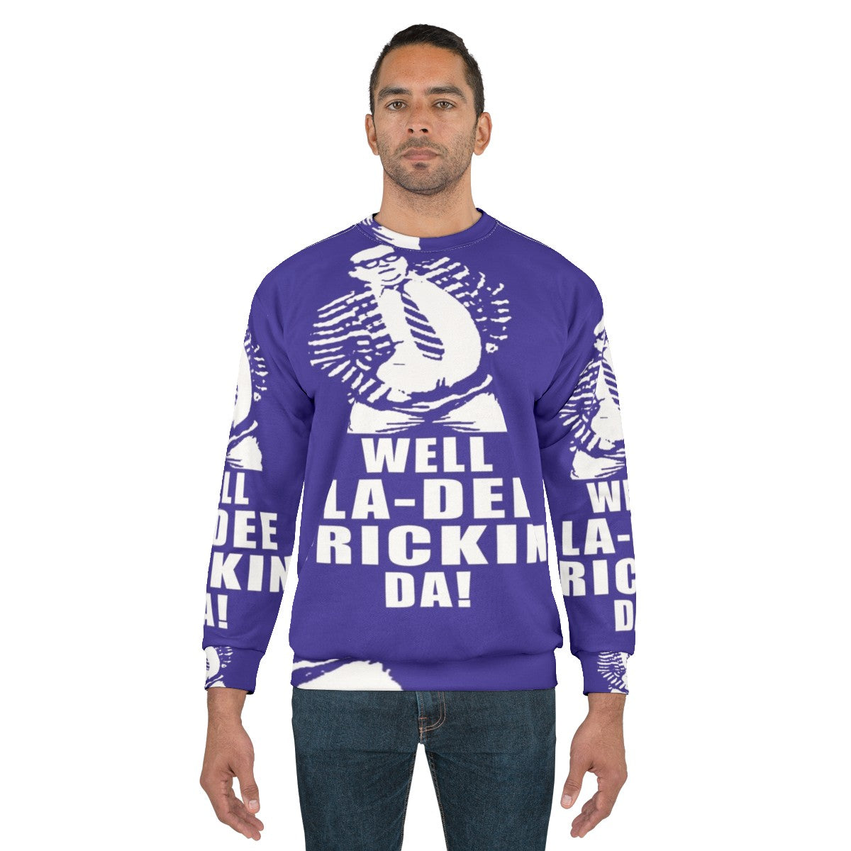 Chris Farley comedy themed "Well La De Frickin Da" winter sweatshirt - men